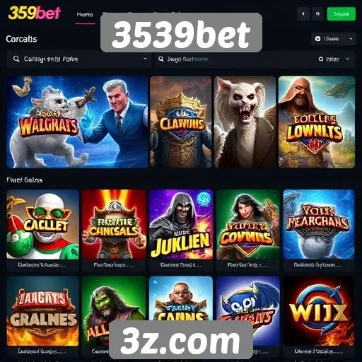 Variedade de jogos disponíveis em 3539bet
